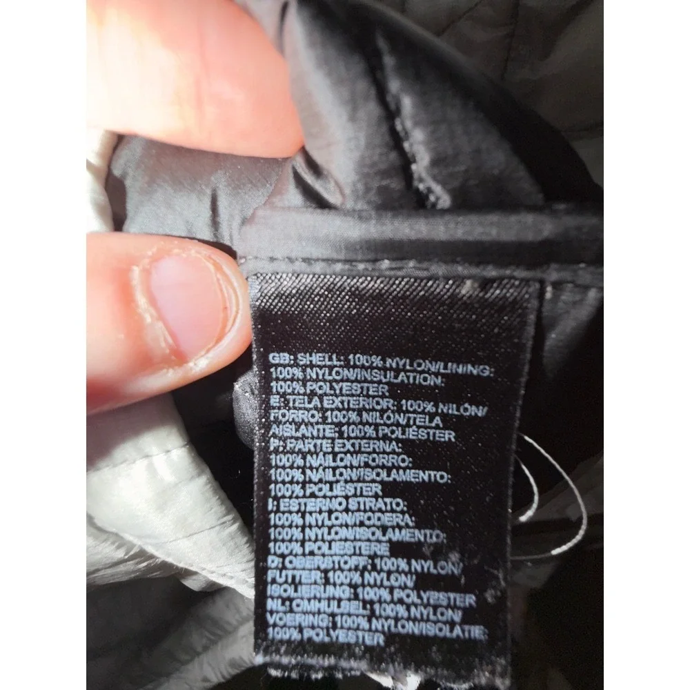 The North Face Mens Thermoball‎ Insulated Quilted Vest Silver Grey Large L Zip